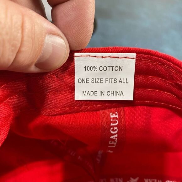 OWNYC Women's Cotton Black Glitter Bear Strapback Dad Hat Red One Size - Picture 7 of 7